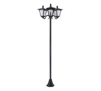 Outsunny Farola Solar de Jardín con 3 Luces LED Impermeable IP44 Sensor de Noche Farol de Exterior 51,5x47x182,5cm Negro