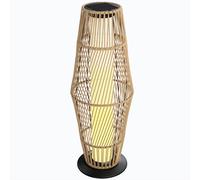 Outsunny Farol Solar Exterior de Resina Trenzada con Sensor de Luz, para Jardín Patio, 26x26x68cm, Arena Aosom España