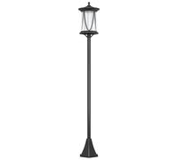 Outsunny Farola Solar con Panel Solar Impermeable 17x17x127 cm Negro | Luz de Exterior, Apagado y Encendido Automático, IP44, para Jardín Patio Terraza