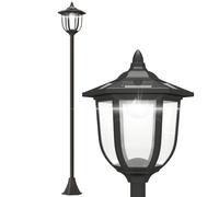 Outsunny Farola Solar Exterior con Panel Solar 6 LED Negro Ø26,5 x 177cm | Carga Batería, Protección al Ambiente, Perfecto para Noche, Encendido Automático, Autonomía de 6 Horas, Instalar Fácil