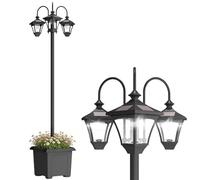 Outsunny Farola Solar Exterior de Jardín con Macetero 52x52x185 cm Negro