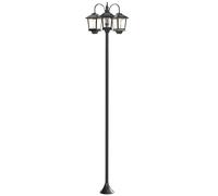 Outsunny Farola Solar Exterior de Jardín de Aluminio con 3 Cabezales con Encendido/Apagado Automático IP44 40x34,5x188 cm Negro