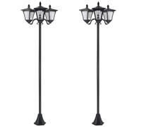 Outsunny Farolas Solares de Exterior IP44 2 Piezas 51,5x47x182,5 cm Negro | Luces Solares de Pie, con 3 Luces LED, para Camino Terraza Patio