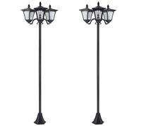 Outsunny Conjunto de 2 Farolas Solares de Exterior Luces Solares de Pie con 3 Luces LED Impermeable IP44 para Camino Terraza Patio 51,5x47x182,5 cm Negro