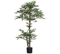 Outsunny Ficus Artificial 150 cm Árbol Artificial en Maceta Decorativa para Interior Hogar Salón Oficina Ø15x150 cm Verde