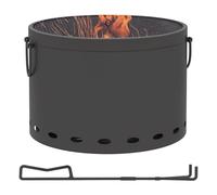 Outsunny Fogón Sin Humo 38 cm Portátil de Leña, Gris Oscuro | Protector de chispas, atizador, estufa de leña de bajo humo para camping, jardín, patio, picnic