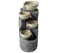 Outsunny Fuente de 5 niveles, fuente de jardín con iluminación LED y bomba, efecto piedra, ajustable 33 x 31 x 80 cm