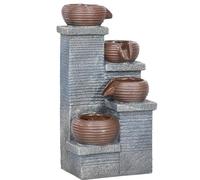 Outsunny Fuente de agua de jardín con energía solar con luces LED y bomba, fuente de agua en cascada de 4 niveles para interiores y exteriores, adornos de cascada, 58 cm de altura
