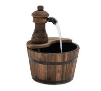 Outsunny Fuente de Agua de Madera Fuente de Jardín en Cascada con Bomba Eléctrica y Salida de Agua Ajustable para Decoración Patio Terraza 27x27x37 cm Natural