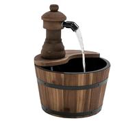 Outsunny Fuente de Agua de Madera Fuente de Jardín en Cascada con Bomba Eléctrica y Salida de Agua Ajustable para Decoración Patio Terraza 27x27x37 cm Natural