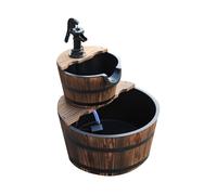 Outsunny fuente de agua de madera fuente de jardín en cascada de 2 niveles con bomba eléctrica y salida de agua ajustable para decoración patio terraza 44,5x44,5x58,5 cm natural 44.5 cm