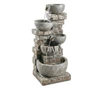 Outsunny Fuente de Agua Decorativa con Iluminación LED y Bomba, Fuente de Jardín Exteror en Cascada de 5 Niveles, Resistente a la Intemperie, para Jardín, Patio, Terraza, 34x36x80 cm, Multicolor