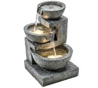 Outsunny Fuente de Agua Decorativa con Iluminación LED y Bomba, Fuente de Jardín Exteror en Cascada de 3 Niveles, Resistente a la Intemperie, para Jardín, Patio, Terraza, 40x37x61 cm, Multicolor