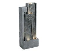 Outsunny fuente de agua decorativa con iluminación led y maceta, fuente de jardín exteror en cascada de 3 niveles, con bomba, resistente a la intemperie, para jardín, patio, 38x19x101 cm, gris oscuro