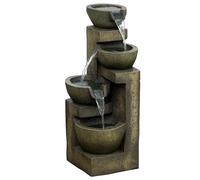 Outsunny Fuente de Jardín 5W Fuente de Agua en Cascada de 4 Niveles con Bomba de Agua y Salida de Agua Ajustable para Decoración Patio 25x24x60 cm Multicolor