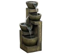 Outsunny Fuente de Jardín 5W en Cascada 4 Niveles 25x24x60 cm Multicolor | Con Bomba de Agua, Salida de Agua Ajustable, para Decoración Patio