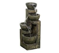 Outsunny Fuente de Jardín 5W Fuente de Agua en Cascada de 4 Niveles con Bomba de Agua y Salida de Agua Ajustable para Decoración Patio 25x24x60 cm