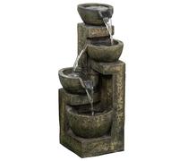 Outsunny Fuente de Jardín 5W Fuente de Agua en Cascada de 4 Niveles con Bomba de Agua y Salida de Agua Ajustable para Decoración Patio 25x24x60 cm Multicolor