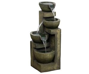 Outsunny Fuente de Jardín 5W Fuente de Agua en Cascada de 4 Niveles con Bomba de Agua y Salida de Agua Ajustable para Decoración Patio 25x24x60 cm Multicolor