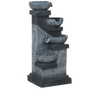 Outsunny Fuente de Jardín Cascada energía Solar Fuente de agua 4 niveles con luces LED, resina, 38 x 36 x 85 cm, gris Aosom España