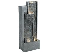 Outsunny Fuente de Jardín en Cascada 5 Niveles con LED, 38x19x101 cm, Gris Oscuro Aosom España