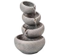 Outsunny Fuente exterior de resina sintética 4 niveles Fuente de jardín con iluminación LED Bomba Efecto piedra 35 x 32 x 50 cm Aosom España