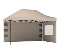 Outsunny Gazebo 3x4.3m, UPF50+ Techo, Paredes, Bolsa con Ruedas, Toldo de Jardín, Marrón Arena Aosom España