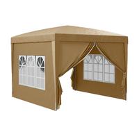 Outsunny Gazebo de Exterior 3x3 m Plegable con 4 Paneles Laterales, en Acero y Tejido Oxford Caqui Aosom España