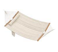 Outsunny Hamaca Acolchada de Jardín Portátil con Almohada Desmontable Bolsillo para Revistas Marco de Madera 325x140 cm Crema