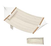 Outsunny Hamaca Acolchada, Hamaca de Jardín Portátil con Almohada Desmontable, Bolsillo para Revistas, Barras Curvadas de Madera, Carga 200 kg, para Patio, Terraza, 325x140 cm, Crema