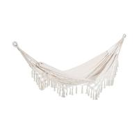 Outsunny hamaca colgante 288x150 cm hamaca de jardín de estilo boho con bolsa de transporte carga 120 kg hamaca para patio terraza balcón camping crema