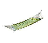 Outsunny Hamaca Colgante Doble Algodón Jardín Camping con Almohada 150kg Rayas Azules Verdes 3.4x1.4m Aosom España