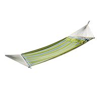 Outsunny Hamaca Colgante Doble Algodón Jardín Camping con Almohada 150kg Rayas Azules Verdes 3.4x1.4m Aosom España