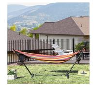 Outsunny Hamaca con Soporte de Acero Portátil Ajustable 6 Niveles con Bolsa de Transporte 150 kg 200x150 cm para Jardín Sala de Estar Aosom España