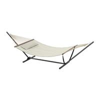 Outsunny Hamaca con soporte, hamaca con estructura de acero, cojín, barras separadoras, 368 x 140 x 110 cm, crema