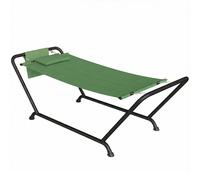 Outsunny Hamaca con Soporte Metálico y Reposacabezas, 237x90x92 cm, Verde Oscuro Aosom España