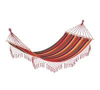 Outsunny Hamaca de Jardín 200x100 cm Hamaca Colgante con Travesaños de Madera Carga 120 kg para Camping Terraza Patio Balcón Multicolor