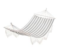 Outsunny Hamaca de Jardín 200x100 cm Travesaños de Madera Gris y Crema