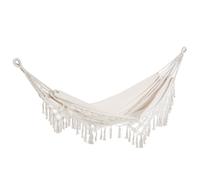 Outsunny Hamaca de Jardín Estilo Boho 288x150 cm con Bolsa de Transporte Carga 120 kg Hamaca para Patio Terraza Balcón Crema Aosom España