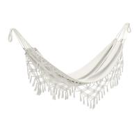 Outsunny Hamaca Exterior Bohemia, Hamaca de jardín Colgante con Flecos y Bolsa de Transporte extra grande 288 x 150 cm, Beige