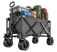 Outsunny Handcart Carretilla de Mano Plegable Carretilla de Jardín con Asa Telescópica Asa Ajustable de Playa hasta 20 kg Gris Oscuro 108x53x59-89cm