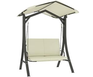 Outsunny Hollywood Columpio con toldo Ajustable cojín de Asiento, Funda Protectora Columpio de jardín de 2 plazas con Capacidad de Carga de hasta 220kg, UV 30+ Banco Columpio para jardín, terraza,