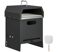 Outsunny Horno de pizza exterior 3 en 1 alimentado con leña, horno de 2 niveles con piedra para pizza, asas y pala