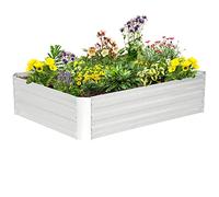 Outsunny Huerto Elevado Acero galvanizado Protección contra Malas Hierbas y Animales Buen Drenaje 120 x 90 x 30 cm Plateado