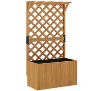 Outsunny Huerto elevado con caja de plantación y enrejado, macetero de madera, enrejado para jardín 64 x 33 x 122cm Madera Natural