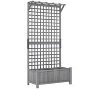 Outsunny Huerto Elevado con Enrejado y Tejadillo, 90x45x183 cm, Gris Oscuro Aosom España