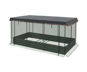 Outsunny Huerto elevado con red antiaves y protección solar, estructura metálica, 230x110x110 cm, Gris/Verde/Negro Aosom España