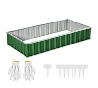 Outsunny Huerto elevado de jardín modulable, montaje sin herramientas, guantes incluidos 174x90x30 cm acero galvanizado Verde Aosom España
