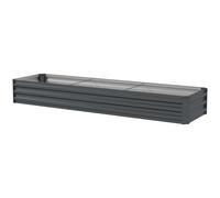 Outsunny Huerto elevado rectangular, cama de jardín elevada de acero galvanizado, fondo abierto, 240 x 60 x 30 cm, gris oscuro