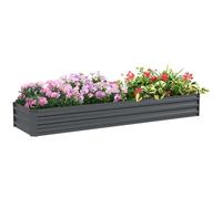 Outsunny Huerto Rectangular Cuadrado, arriate Elevado de Acero galvanizado, Base Abierta, Jardinera con Esquinas Protectoras, 240 x 60 x 30 cm, Gris Oscuro